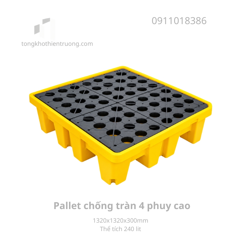 Pallet chống tràn 4 phuy cao